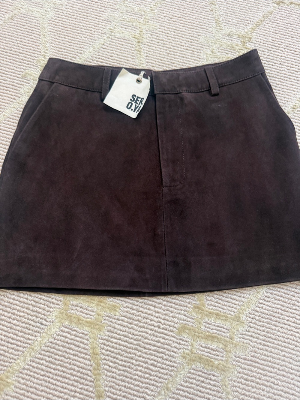SER.O.YA Dark Brown Suede Mini Skirt
